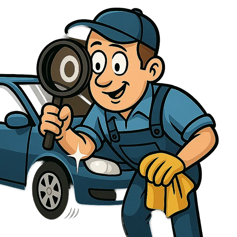 Fahrzeugaufbereiter Karikatur – MBB Autoreinigung